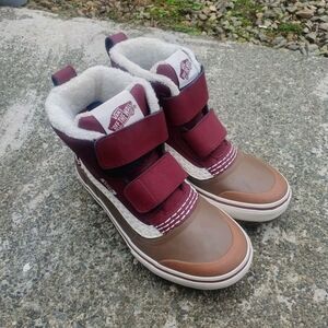 Vans  Brown and Burgundy High-Top Shoes